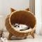 Show in main carousel: NonoPets Handwoven Cozy Dome House Rattan with Ears Cat Bed with Soft Cushion slide 2 of 6