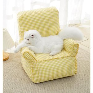 NonoPets Gingham Soft Washable Sofa Chair Bed for Small Dogs & Cats, Pink