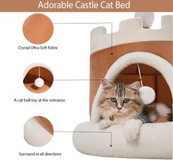 NonoPets Castle-Shaped Plush House Soft Fortress Bed for Small Dogs & Cats, Grey, Medium slide 2 of 5