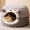 Show in main carousel: NonoPets Round Plush Enclosed Hideaway Cat Cave Bed with Ears, Medium slide 1 of 7