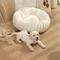 Show in main carousel: NonoPets Round Faux Fur Corduroy Fleece & Anti Slip Bottom Donut Dog & Cat Bed with Washable Removable Cover, White, 24-in slide 3 of 7
