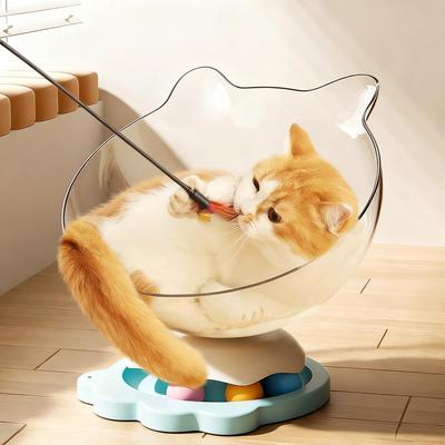 Show full view: NonoPets Transparent Acrylic Space Capsule Cat Bed with Trackball, Yellow slide 3 of 8