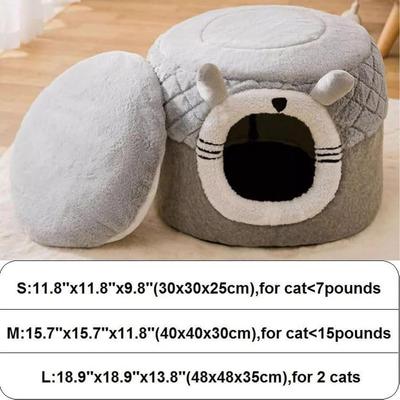 Show full view: NonoPets Round Plush Enclosed Hideaway Cat Cave Bed with Ears, Medium slide 2 of 7