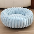 NonoPets Round Faux Fur Corduroy Fleece & Anti Slip Bottom Donut Dog & Cat Bed with Washable Removable C...