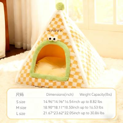 Show full view: NonoPets Plaid Pyramid House Warm Plush Enclosed Cat Bed with Cozy Cushion, Large slide 4 of 4