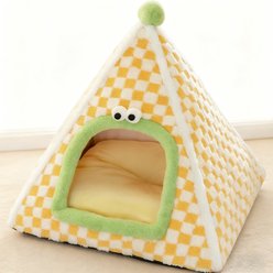 NonoPets Plaid Pyramid House Warm Plush Enclosed Cat Bed with Cozy Cushion, Small slide 2 of 4