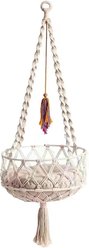 NonoPets Macrame Hanging Hammock Handwoven Cat Bed Boho Rope Swing with Cushion, Small
