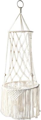 Show full view: NonoPets Macrame Hanging Hammock Boho Rope Swing Cat Bed with Plush Cushion, Large slide 7 of 8