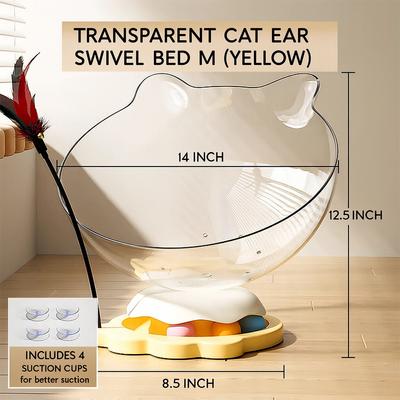 Show full view: NonoPets Transparent Acrylic Space Capsule Cat Bed with Trackball, Yellow slide 2 of 8