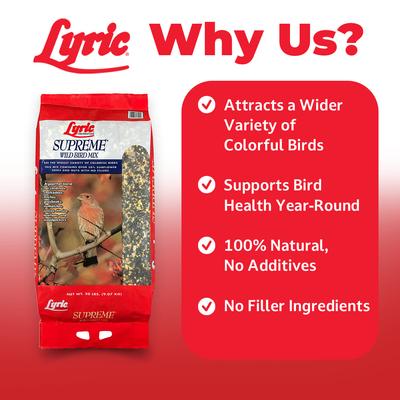 Show full view: Lyric Supreme Wild Bird Food, 4.5-lb bag slide 3 of 11