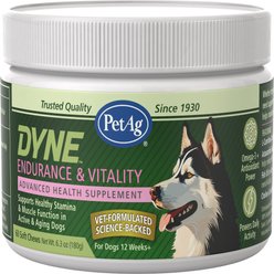 PetAg Dyne Chicken Liver Flavored Soft Chew Endurance & Vitality Supplement for Dogs, 60 count
