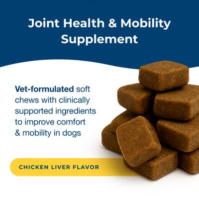 Show full view: PetAg Dyne Chicken Liver Flavored Soft Chew Joint Health & Mobility Supplement for Dogs, 45 count slide 3 of 7