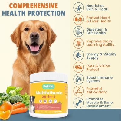 Show full view: PetPal Immune, Skin & Energy Support All-In-One Multivitamin Soft Chews for Dogs, 8-oz can slide 4 of 6