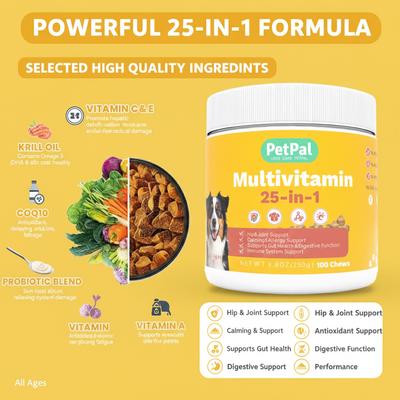 Show full view: PetPal Immune, Skin & Energy Support All-In-One Multivitamin Soft Chews for Dogs, 8-oz can slide 3 of 6