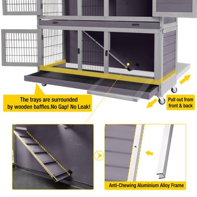 Show full view: Aivituvin AIR06-A Small Pet Indoor/Outdoor Hutch, Gray, Two Story slide 5 of 8