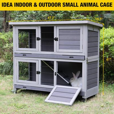 Show full view: Aivituvin AIR06-A Small Pet Indoor/Outdoor Hutch, Gray, Two Story slide 2 of 8