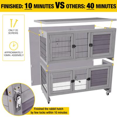 Show full view: Aivituvin AIR06-A Small Pet Indoor/Outdoor Hutch, Gray, Two Story slide 4 of 8