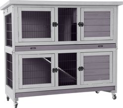 Aivituvin AIR06-A Small Pet Indoor/Outdoor Hutch, Gray, Two Story