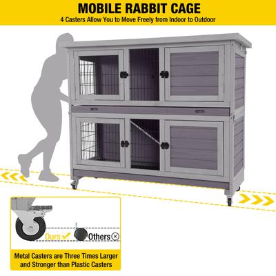 Show full view: Aivituvin AIR06-A Small Pet Indoor/Outdoor Hutch, Gray, Two Story slide 7 of 8