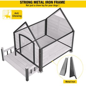 Aivituvin Strong Iron Frame Outdoor Dog House with Porch, Small, Gray