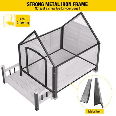Show full view: Aivituvin Strong Iron Frame Outdoor Dog House with Porch, Small, Gray slide 3 of 11