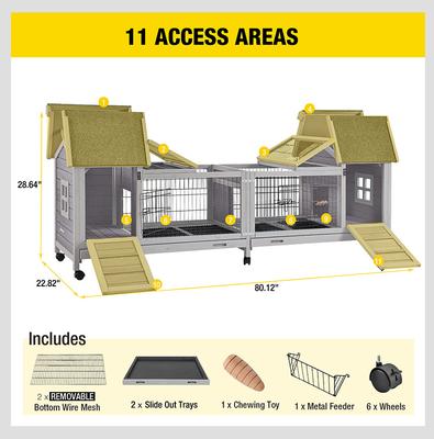 Show full view: Aivituvin-AIR68 Wooden Indoor Rabbit House, Large, Gray slide 4 of 8