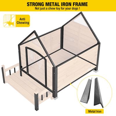 Show full view: Aivituvin Strong Iron Frame Outdoor Dog House with Porch, Small, Brown slide 3 of 11