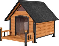 Aivituvin Strong Iron Frame Outdoor Dog House with Porch, Small, Brown