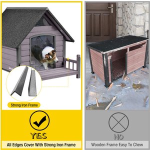 Aivituvin Strong Iron Frame Outdoor Dog House with Porch, Small, Gray