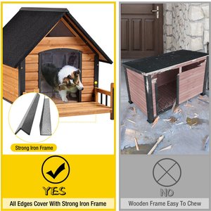 Aivituvin Strong Iron Frame Outdoor Dog House with Porch, Small, Brown