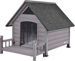 Aivituvin Strong Iron Frame Outdoor Dog House with Porch, Small, Gray