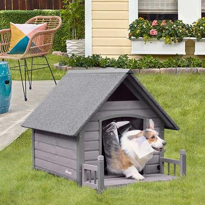 Show full view: Aivituvin Strong Iron Frame Outdoor Dog House with Porch, Small, Gray slide 2 of 11