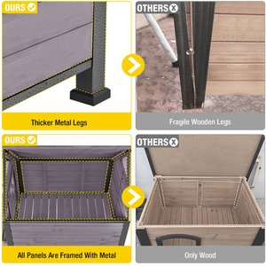 Aivituvin Strong Iron Frame Outdoor Dog House with Porch, Small, Gray