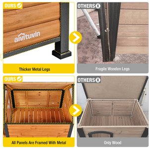 Aivituvin Strong Iron Frame Outdoor Dog House with Porch, Small, Brown