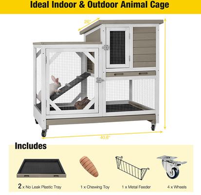Show full view: Aivituvin Indoor Rabbit Hutch with Pull-Out Tray, Large slide 3 of 8