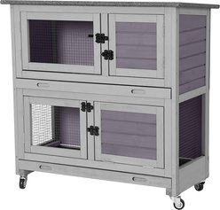 Aivituvin-AIR77 Outdoor indoor with Wheels Small Pet Hutch, Grey