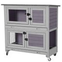 Aivituvin-AIR77 Outdoor indoor with Wheels Small Pet Hutch, Grey