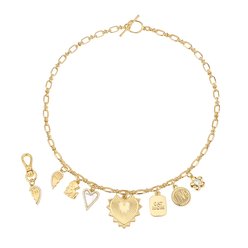 Coastal Caviar The Cat Mom Charm Necklace & Collar Charm Cat Collar Accessory, Gold