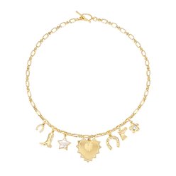 Coastal Caviar The Horse Lover Charm Necklace Small Pet Collar Accessory, Gold