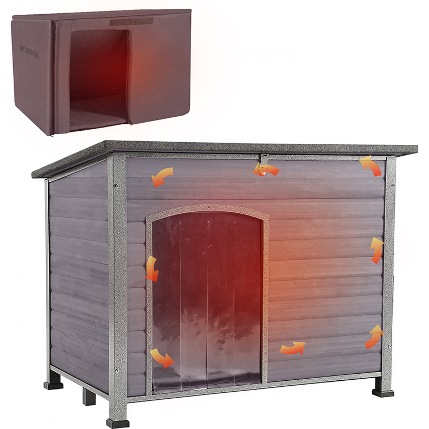 Aivituvin Insulated Liner Inside Outdoor Dog House, Gray, Medium
