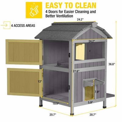 Show full view: Aivituvin for Feral Cats Two Tier Wooden Cat House slide 8 of 11