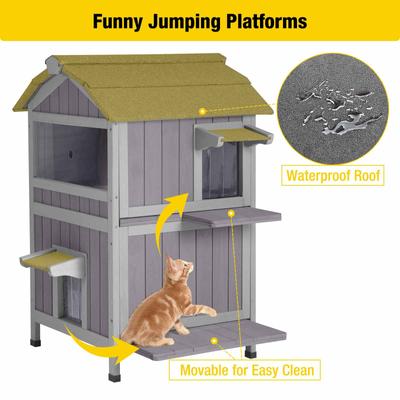 Show full view: Aivituvin for Feral Cats Two Tier Wooden Cat House slide 4 of 11