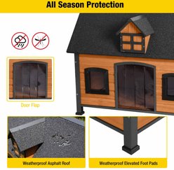 Aivituvin Premium Wooden Iron Frame & Asphalt Roof Dog House slide 2 of 9