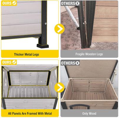 Show full view: Aivituvin Outdoor Iron Frame with Porch Dog House, Off White slide 5 of 7