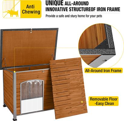 Show full view: Aivituvin Wooden Heavy Duty Dog House, Brown, Large slide 3 of 7