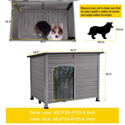 Show full view: Aivituvin Wooden Heavy Duty Dog House, Grey, Large slide 7 of 11