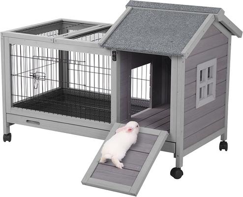 Show full view: Aivituvin 28.3-in Indoor & Outdoor Wheeled Rabbit Hutch  slide 4 of 9
