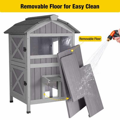 Show full view: Aivituvin for Feral Cats Two Tier Wooden Cat House slide 5 of 11