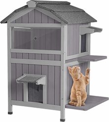 Aivituvin for Feral Cats Two Tier Wooden Cat House