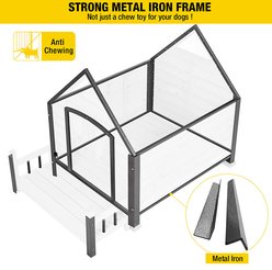 Aivituvin Outdoor Iron Frame with Porch Dog House, Off White slide 2 of 6